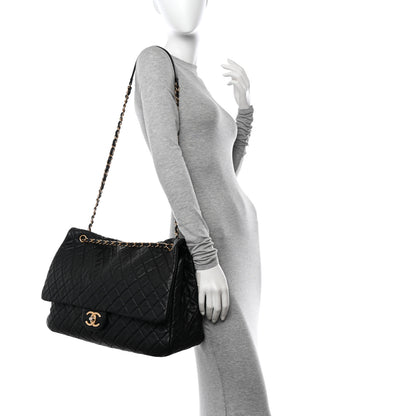 Chanel Calfskin Quilted XXL Travel Flap Bag Black 2 of 15