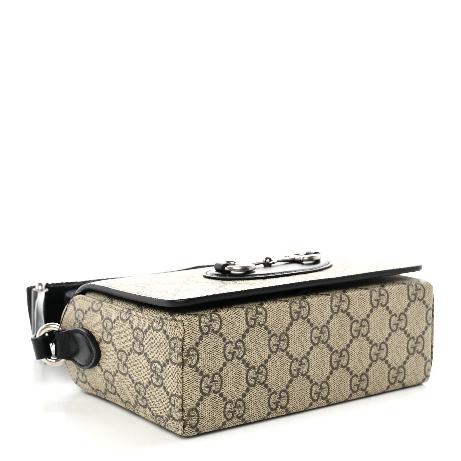 Gucci GG Supreme Monogram Mini Horsebit 1955 Shoulder Bag Beige Ebony Black 4 of 10