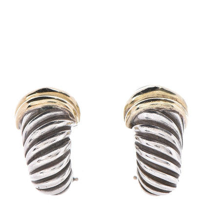 David Yurman Sterling Silver 14K Gold Thoroughbred Shrimp Earrings 1 of 4