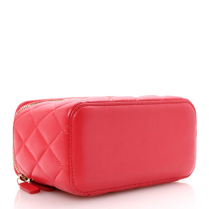 Chanel Lambskin Quilted Small Pearl Crush Vanity Case With Chain Red 3 of 11