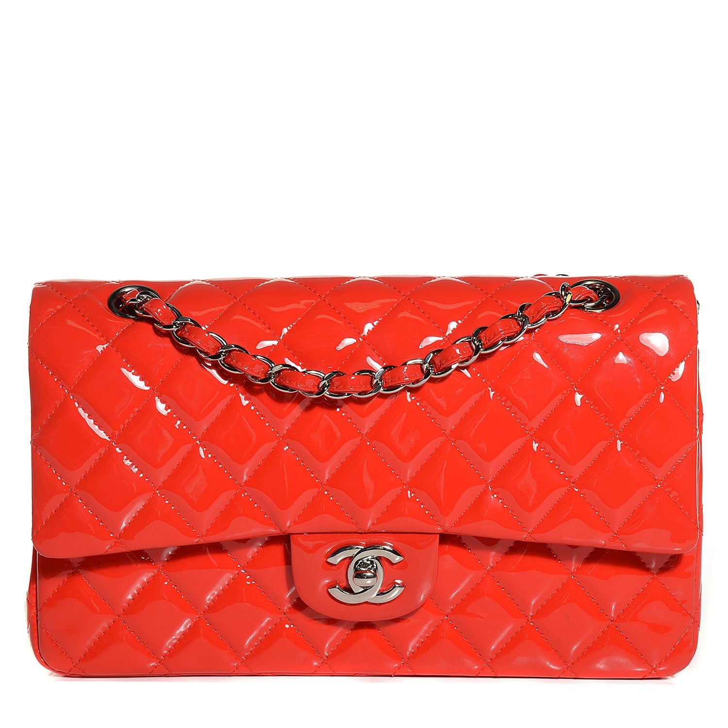 Chanel Patent Calfskin Quilted Medium Double Flap Red 1 of 8