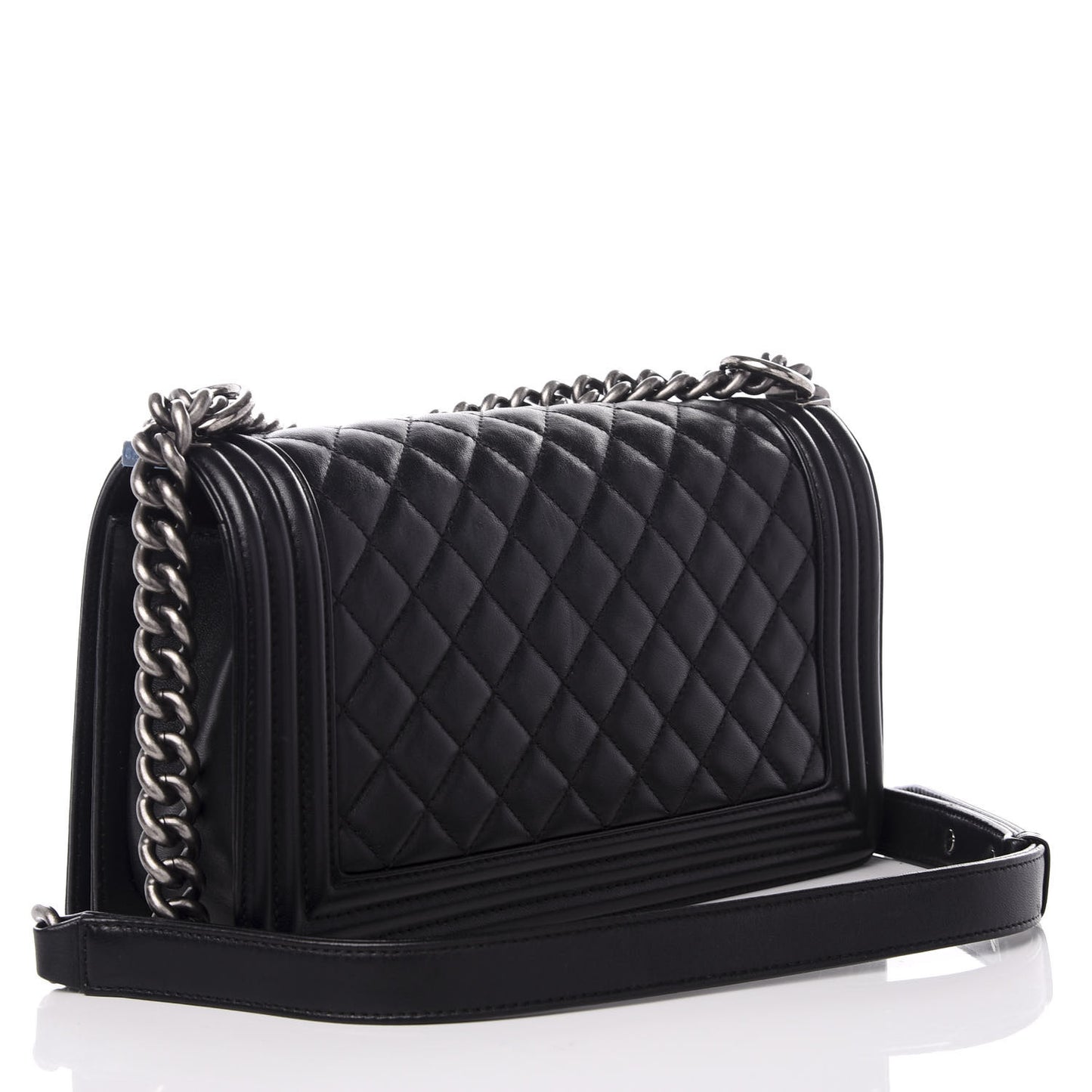Lambskin Quilted Medium Boy Flap Black