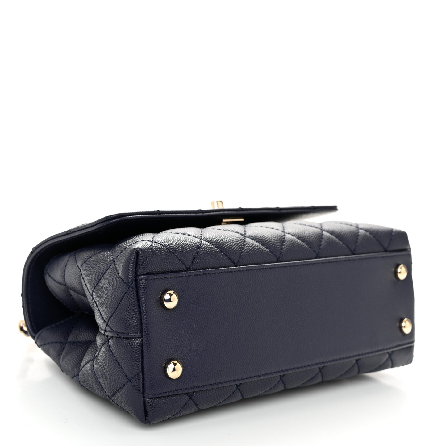 Caviar Quilted Mini Coco Handle Flap Navy Blue
