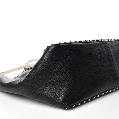 Valentino Garavani Grained Calfskin Medium Rockstud Reversible Tote Black Ivory 9 of 14