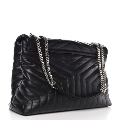 Saint Laurent Calfskin Y Quilted Monogram Large Loulou Chain Satchel Black 4 of 13