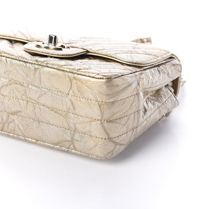 Chanel Patent Metallic Crumpled Calfskin Chevron Quilted Mini Square Flap Gold 7 of 7