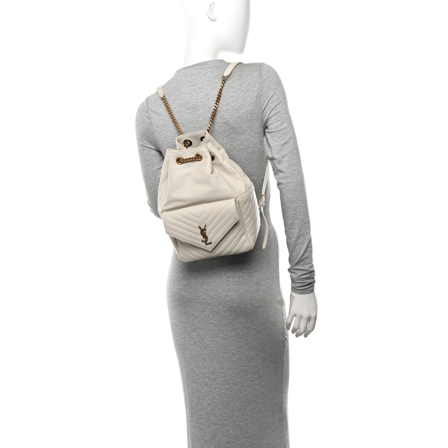 Lambskin Matelasse Monogram Joe Backpack Cream