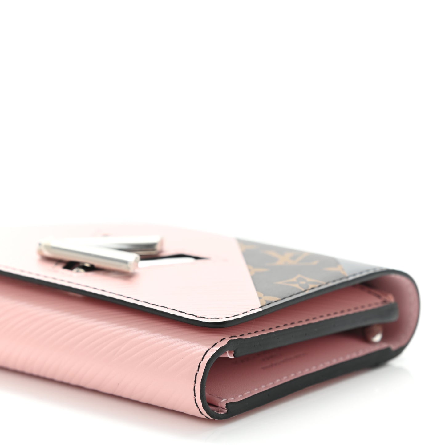 Epi Monogram Tape Twist Compact Wallet Rose White
