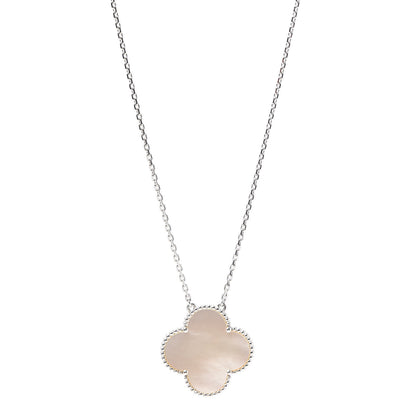 Van Cleef & Arpels 18K White Gold Mother of Pearl Magic Alhambra Pendant Necklace 1 of 8