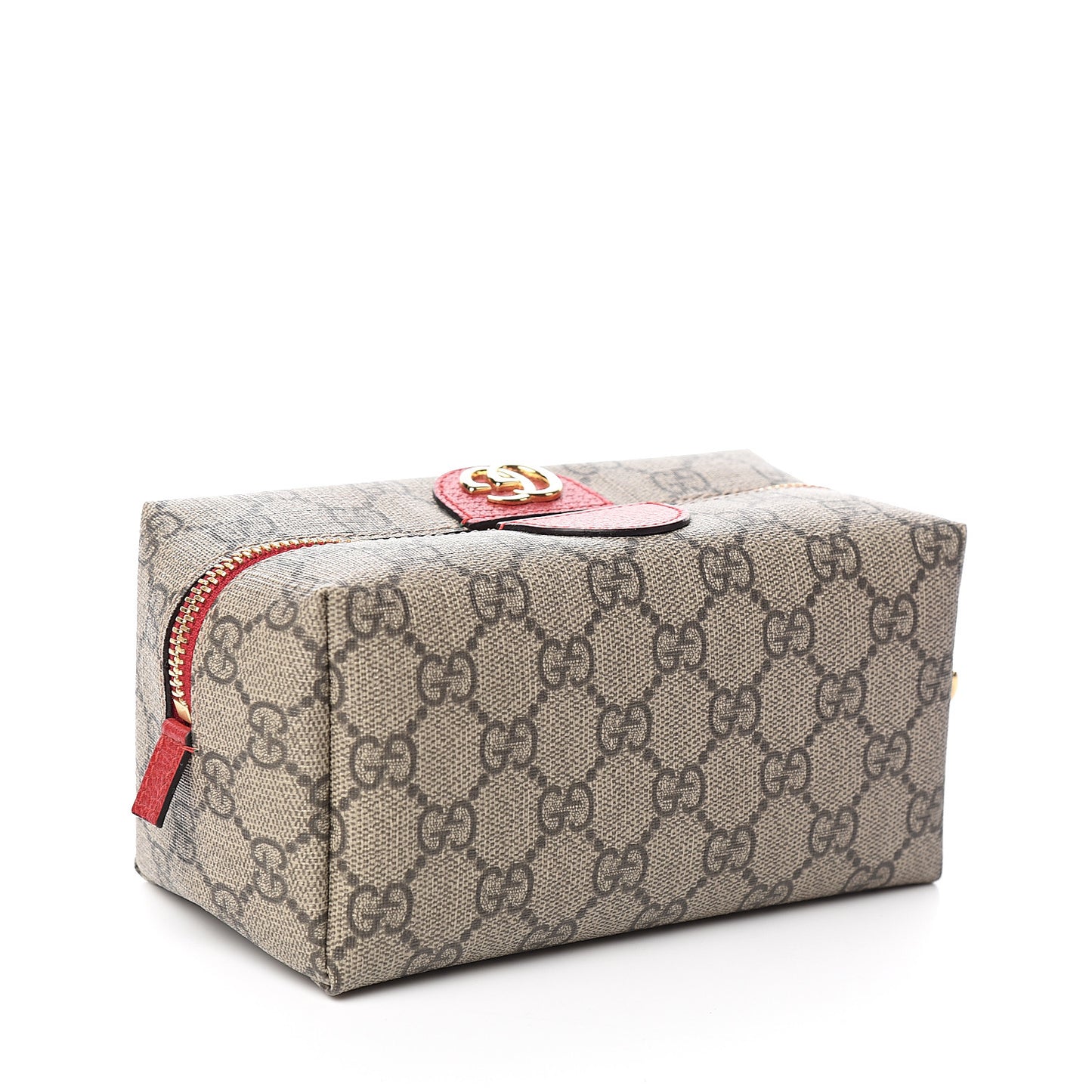Soft GG Supreme Monogram Calfskin Medium Ophidia Cosmetic Case Beige Ebony Hibiscus Red