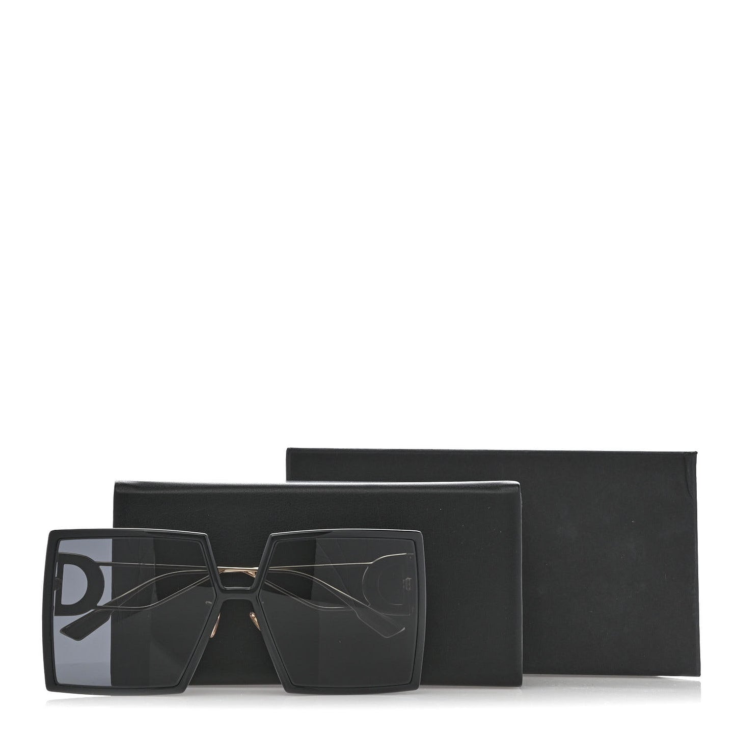 Acetate Square 30 Montaigne Sunglasses Black Gold