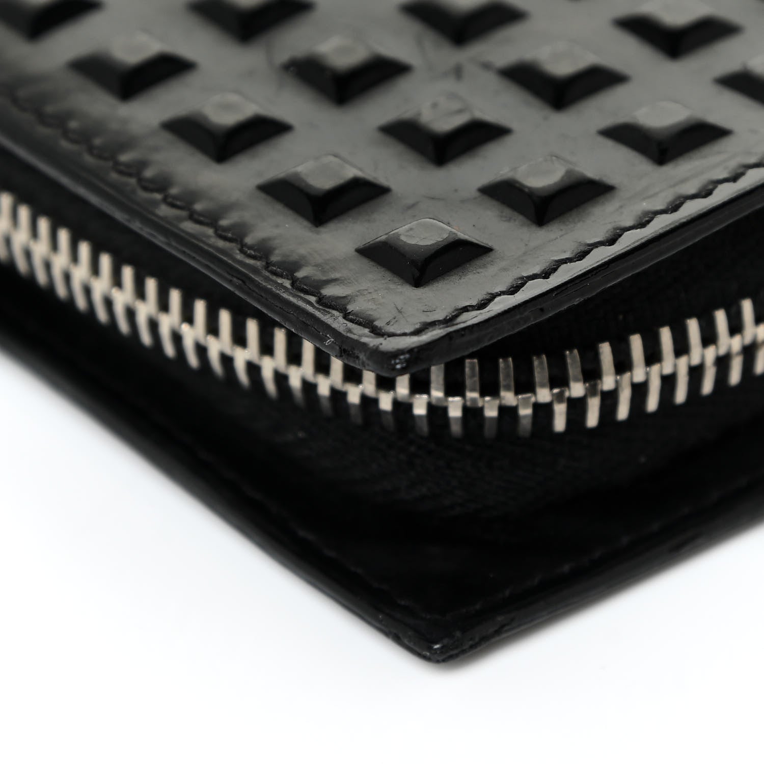 Balenciaga Calfskin Grid Embossed Zip Around Wallet Black 13 of 18