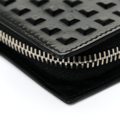 Balenciaga Calfskin Grid Embossed Zip Around Wallet Black 13 of 18