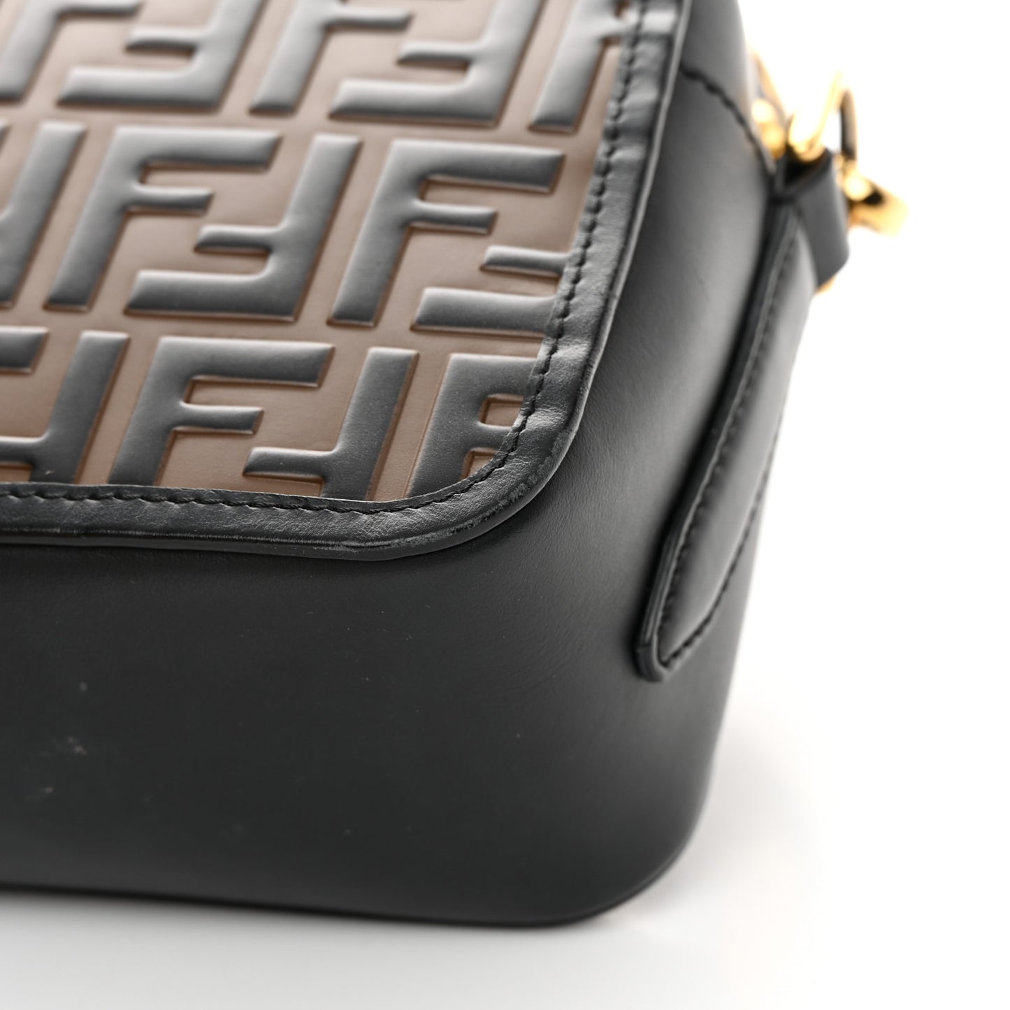 Vitello Century F is Fendi Bi-Color FF 1974 Embossed Camera Case Maya Black