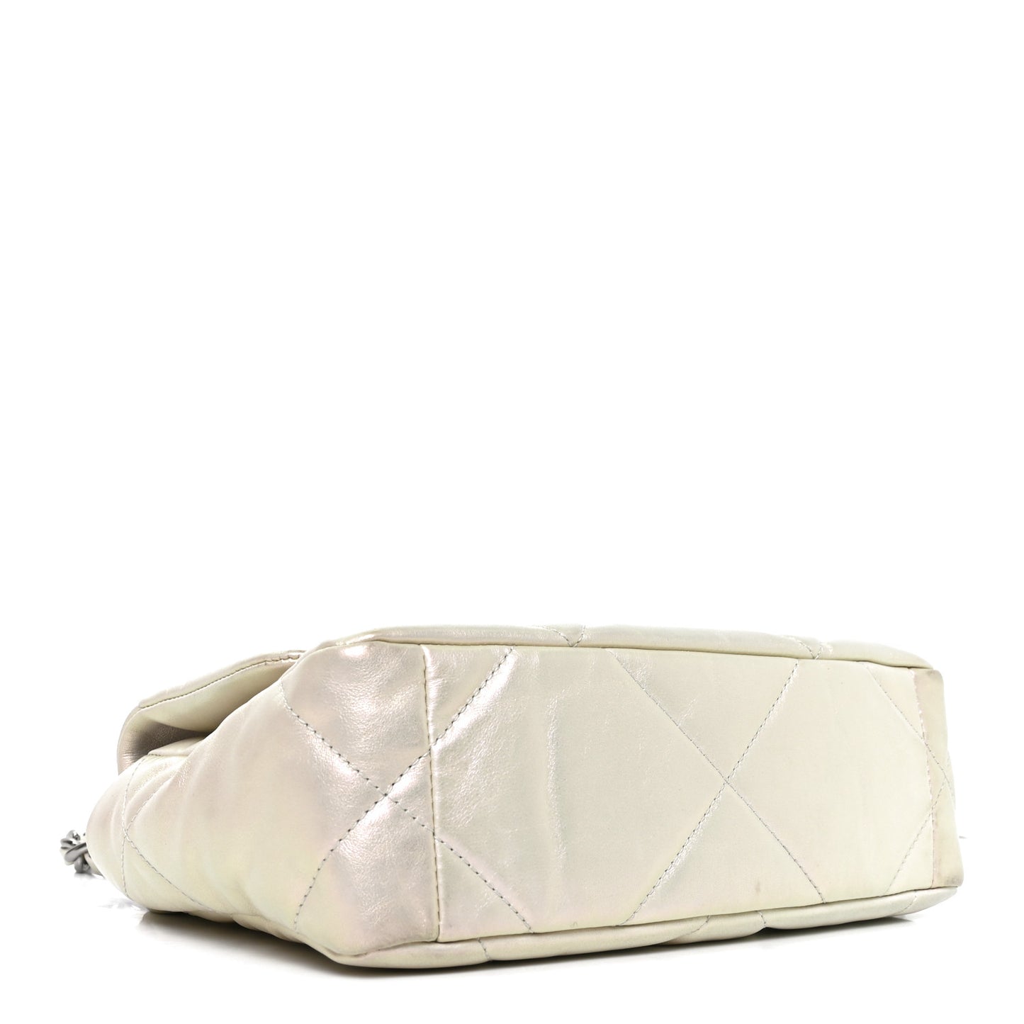 Iridescent Calfskin Quilted Medium Chanel 19 Flap White