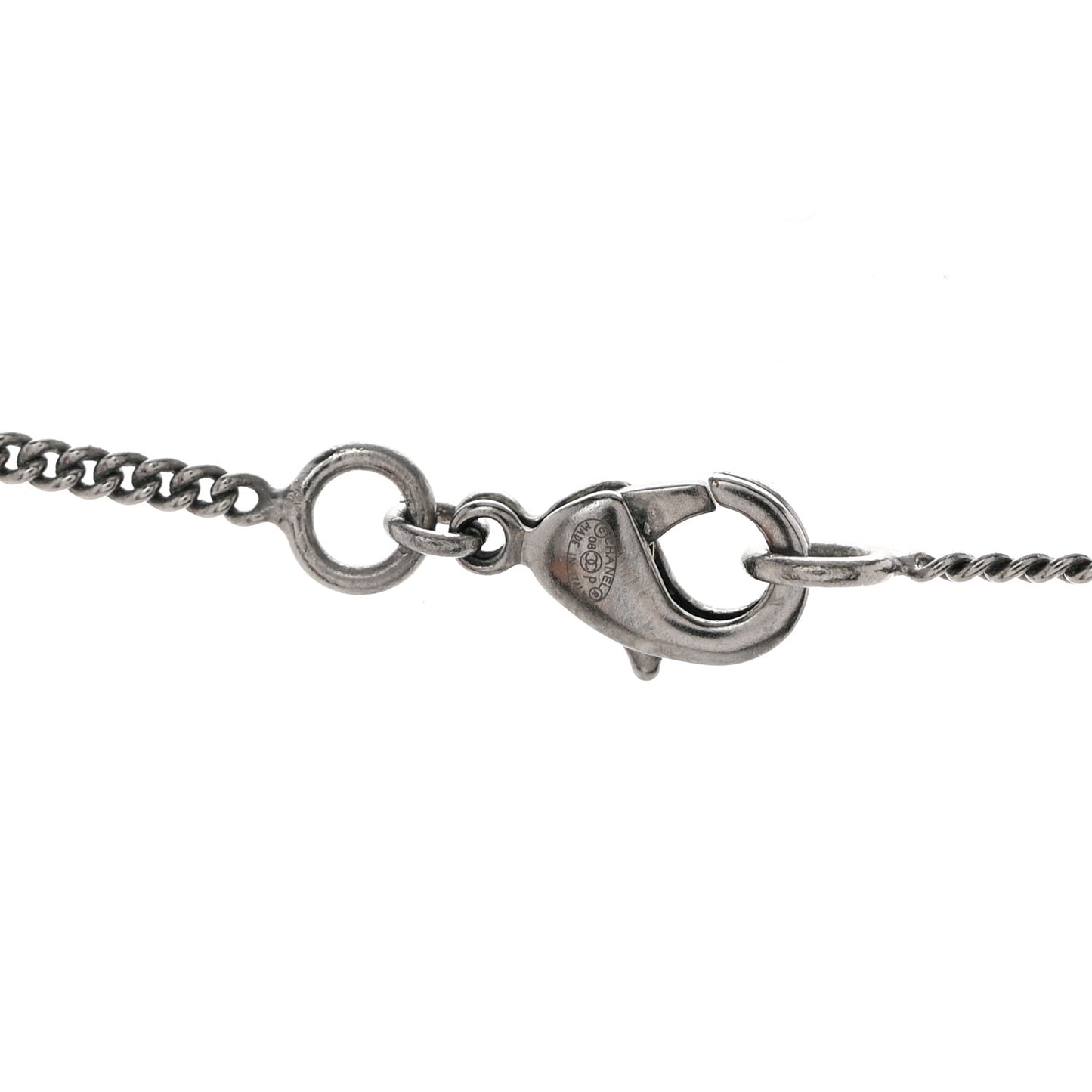 Ruthenium Crystal CC Heart Charm Necklace Black