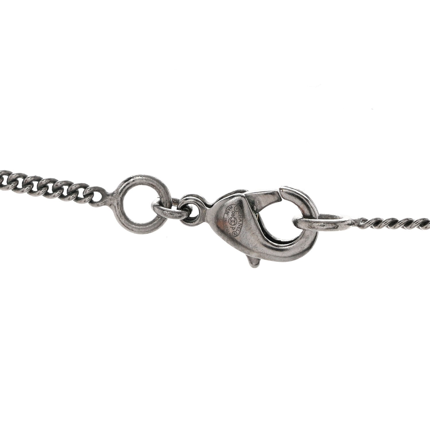Chanel Ruthenium Crystal CC Heart Charm Necklace Black 5 of 5