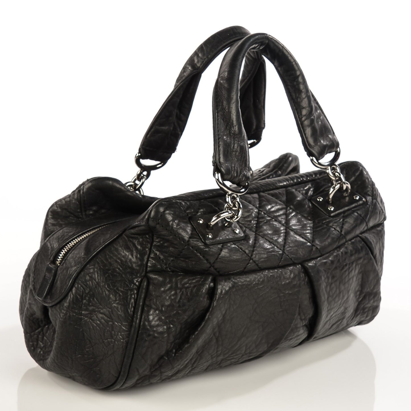 Distressed Lambskin Bowler Black