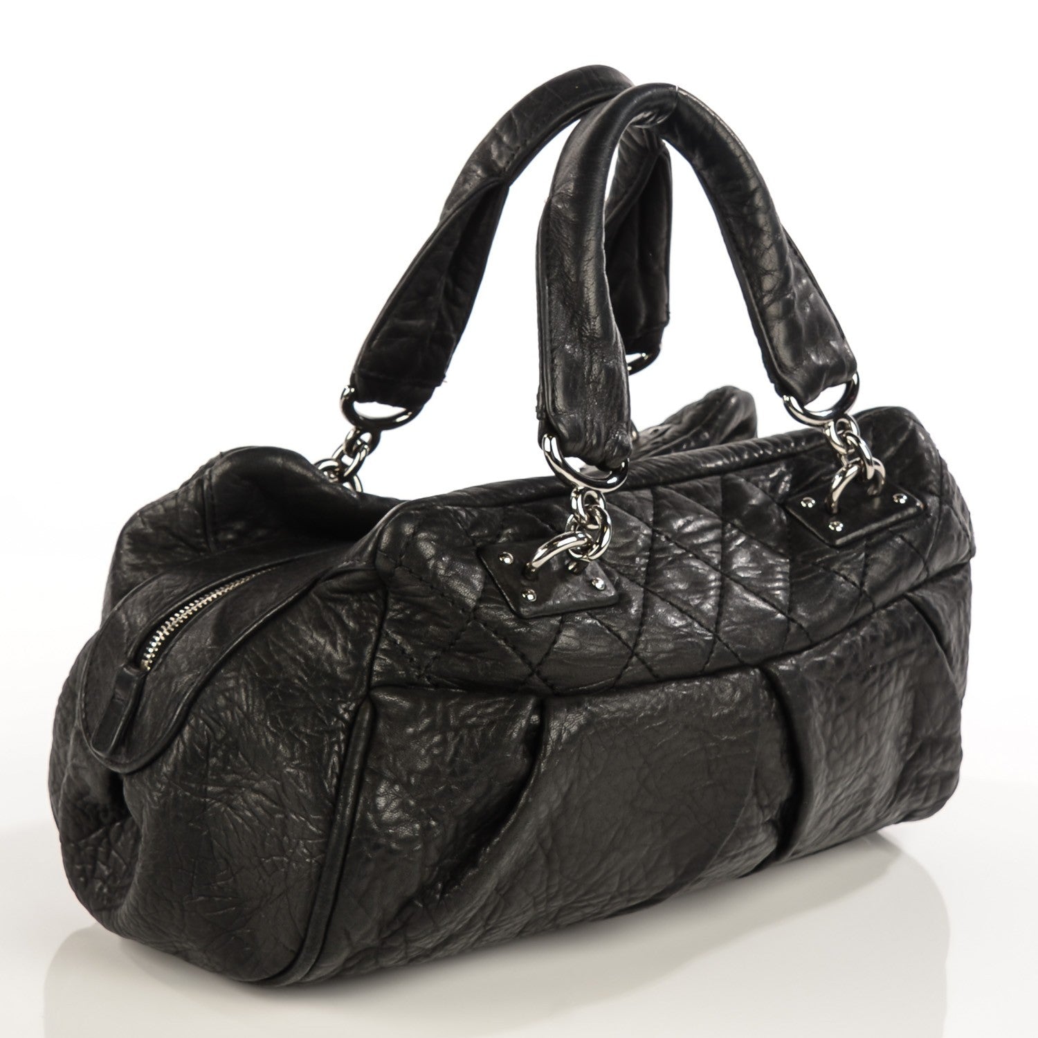 Chanel Distressed Lambskin Bowler Black 3 of 7