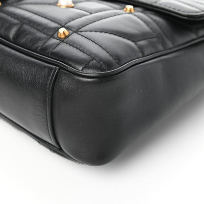 Gucci Calfskin Matelasse Studded Medium Pearly GG Marmont Shoulder Bag Black 9 of 9