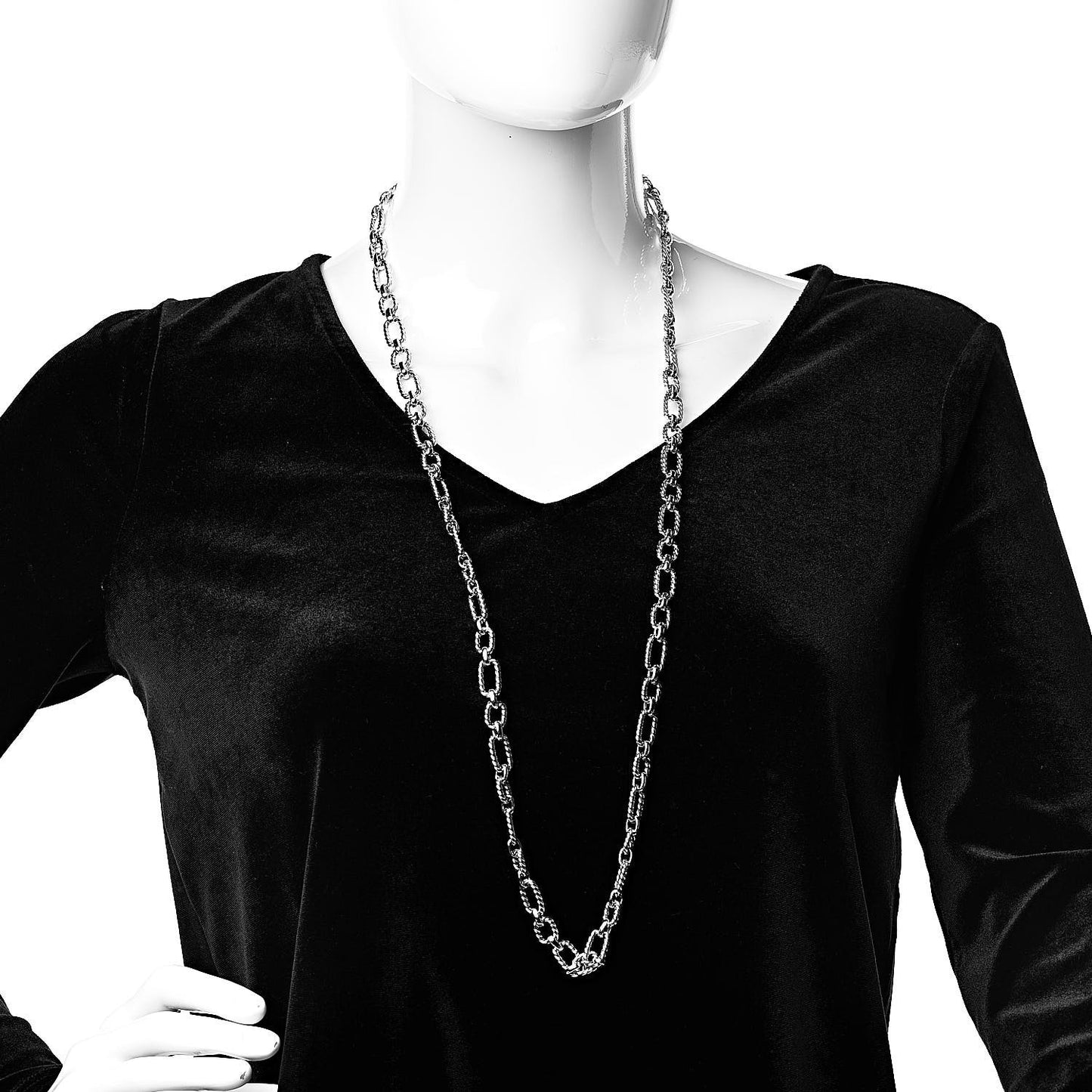 Sterling Silver Blue Sapphire 9.5mm Cushion Link Chain Necklace