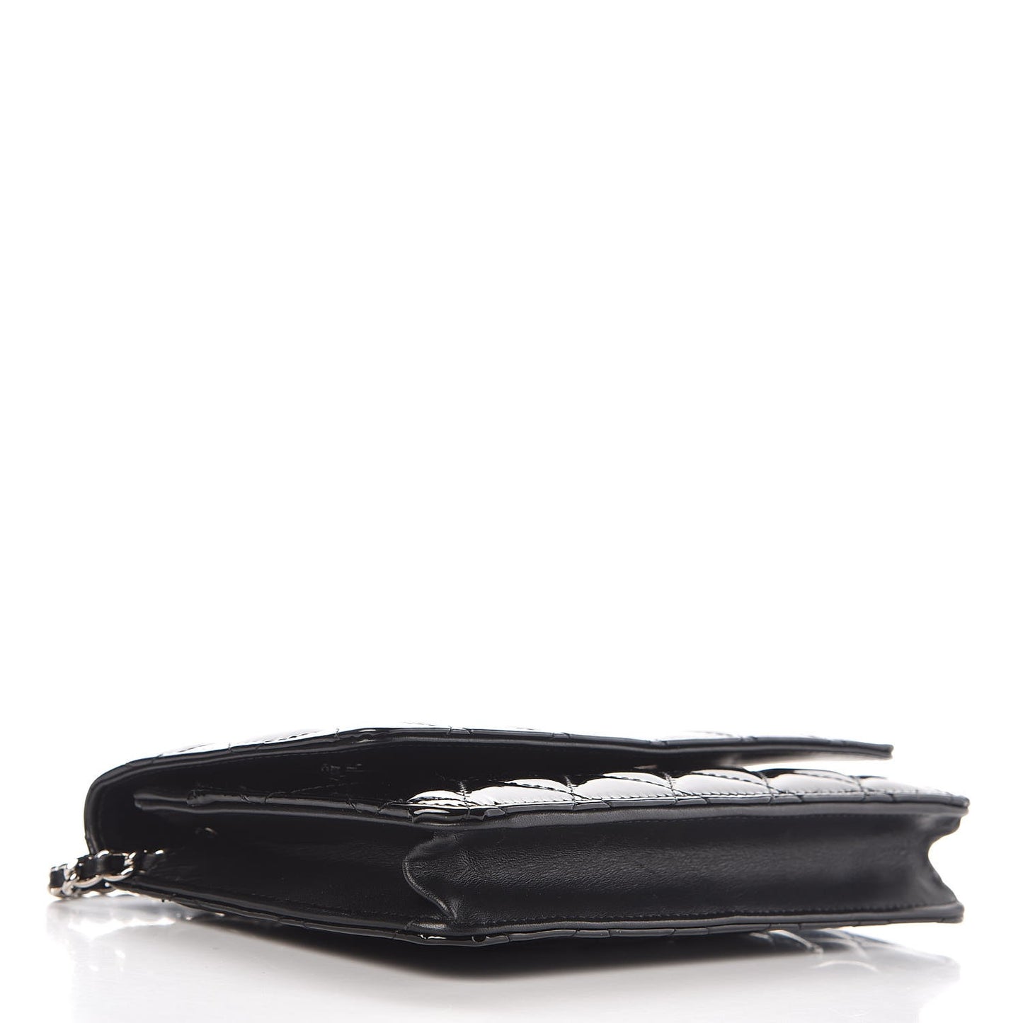 Patent Quilted Wallet On Chain WOC Black
