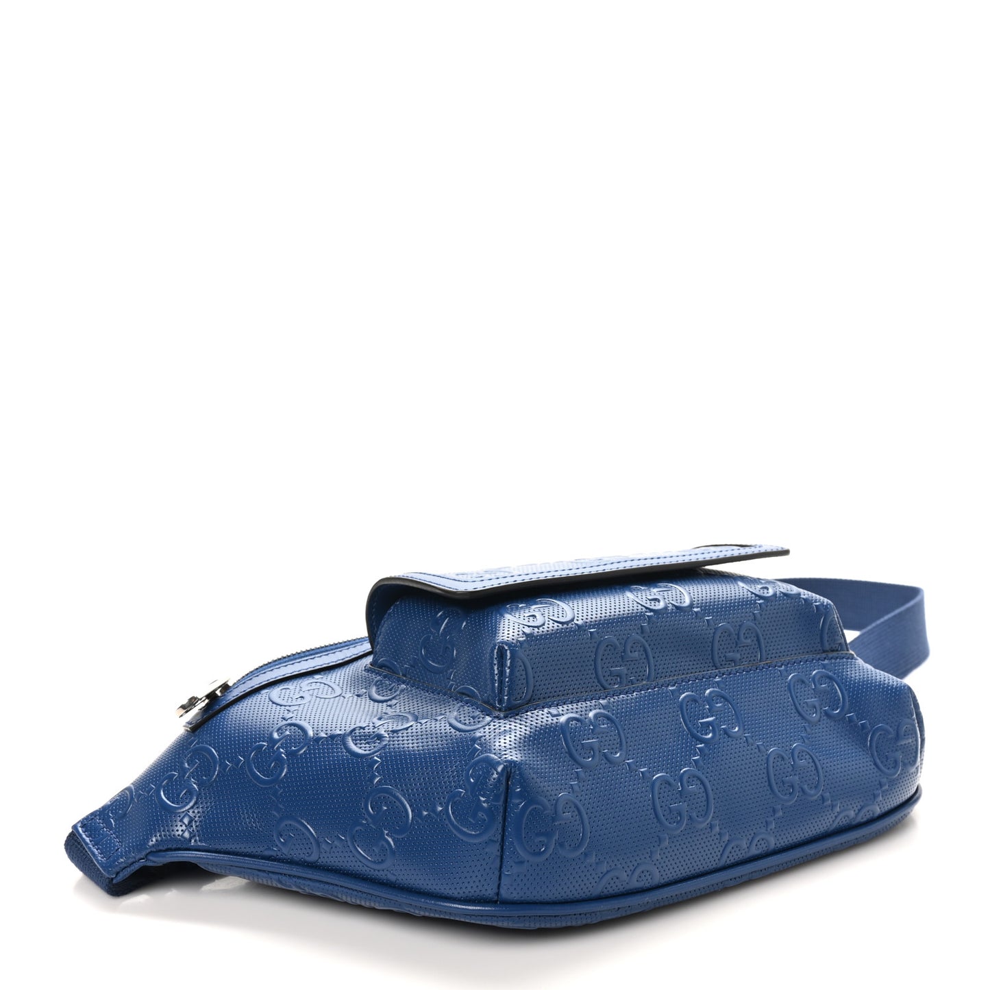 Calfskin GG Tennis Embossed Pocket Belt Bag Intense Metal Blue