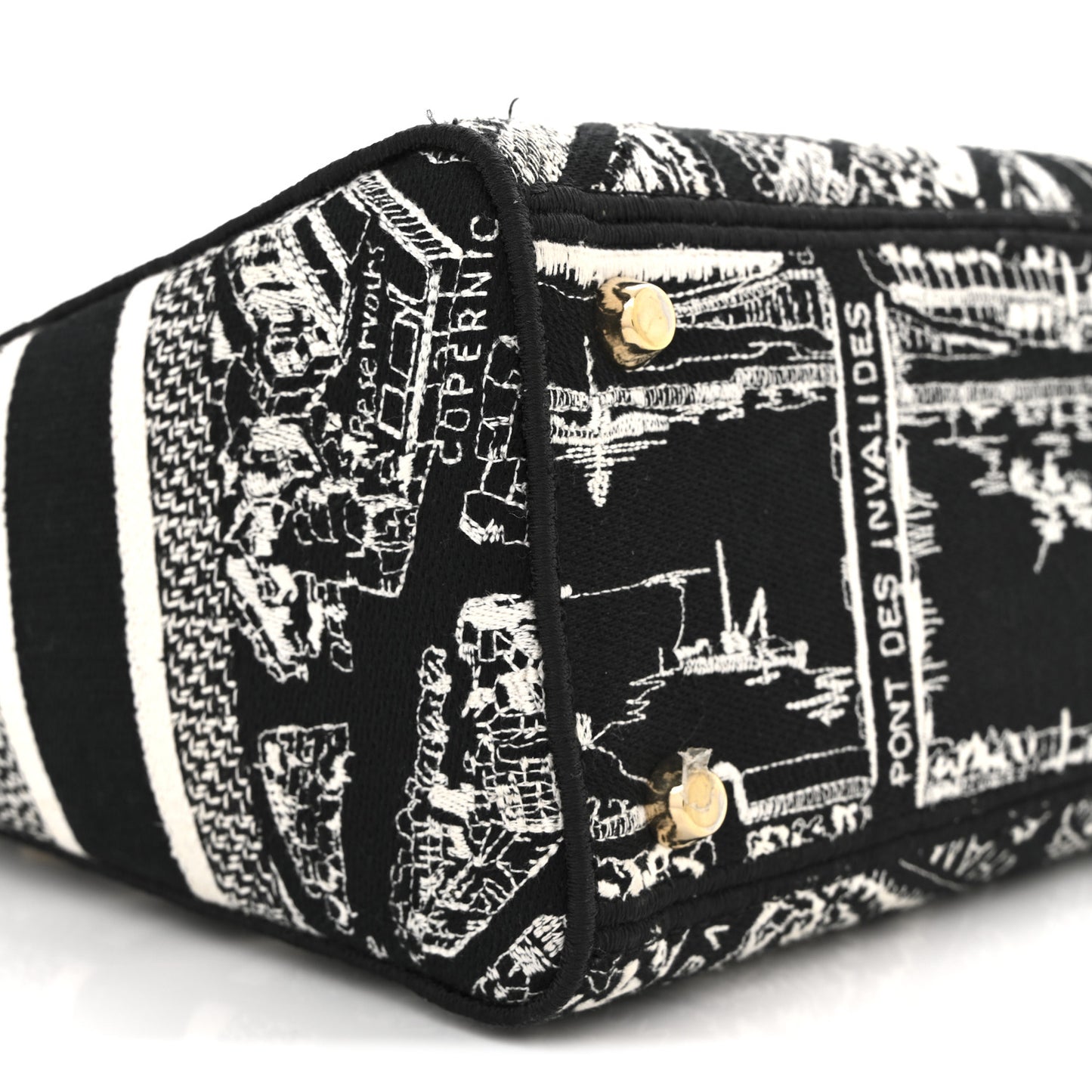 Canvas Embroidered Medium Plan de Paris Lady D-Lite Black White