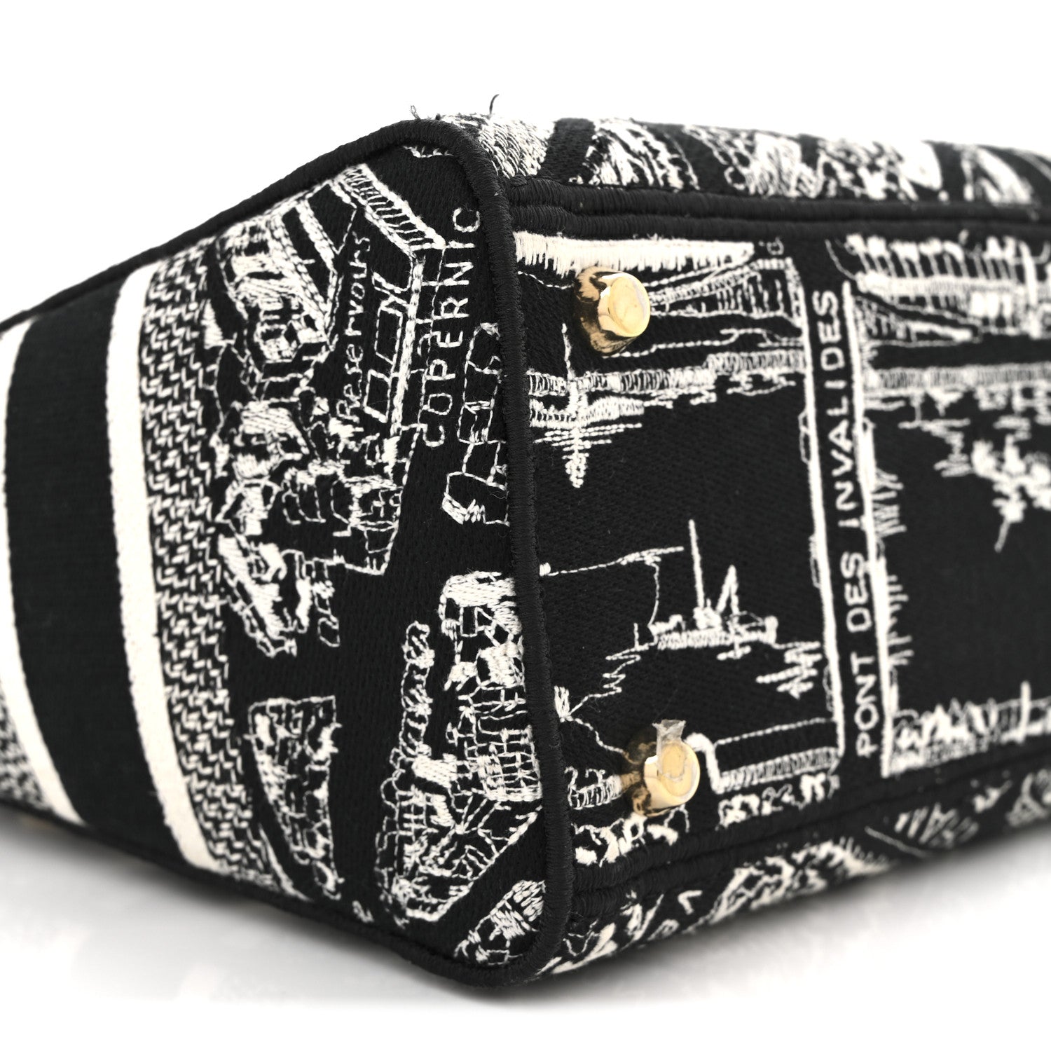 Christian Dior Canvas Embroidered Medium Plan de Paris Lady D-Lite Black White 9 of 13
