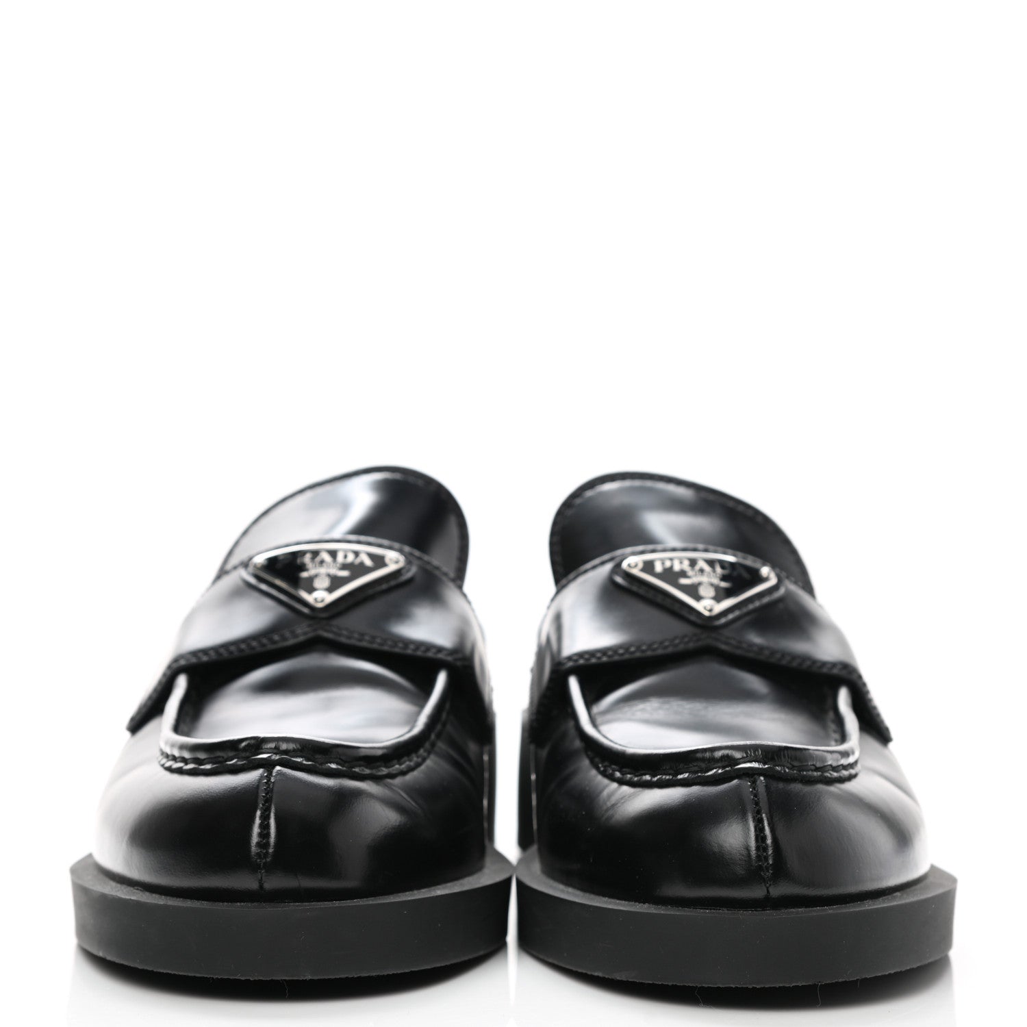 Prada Spazzolato Triangle 40mm Loafer Mules 40 Black 2 of 9