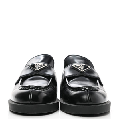 Prada Spazzolato Triangle 40mm Loafer Mules 40 Black 2 of 9