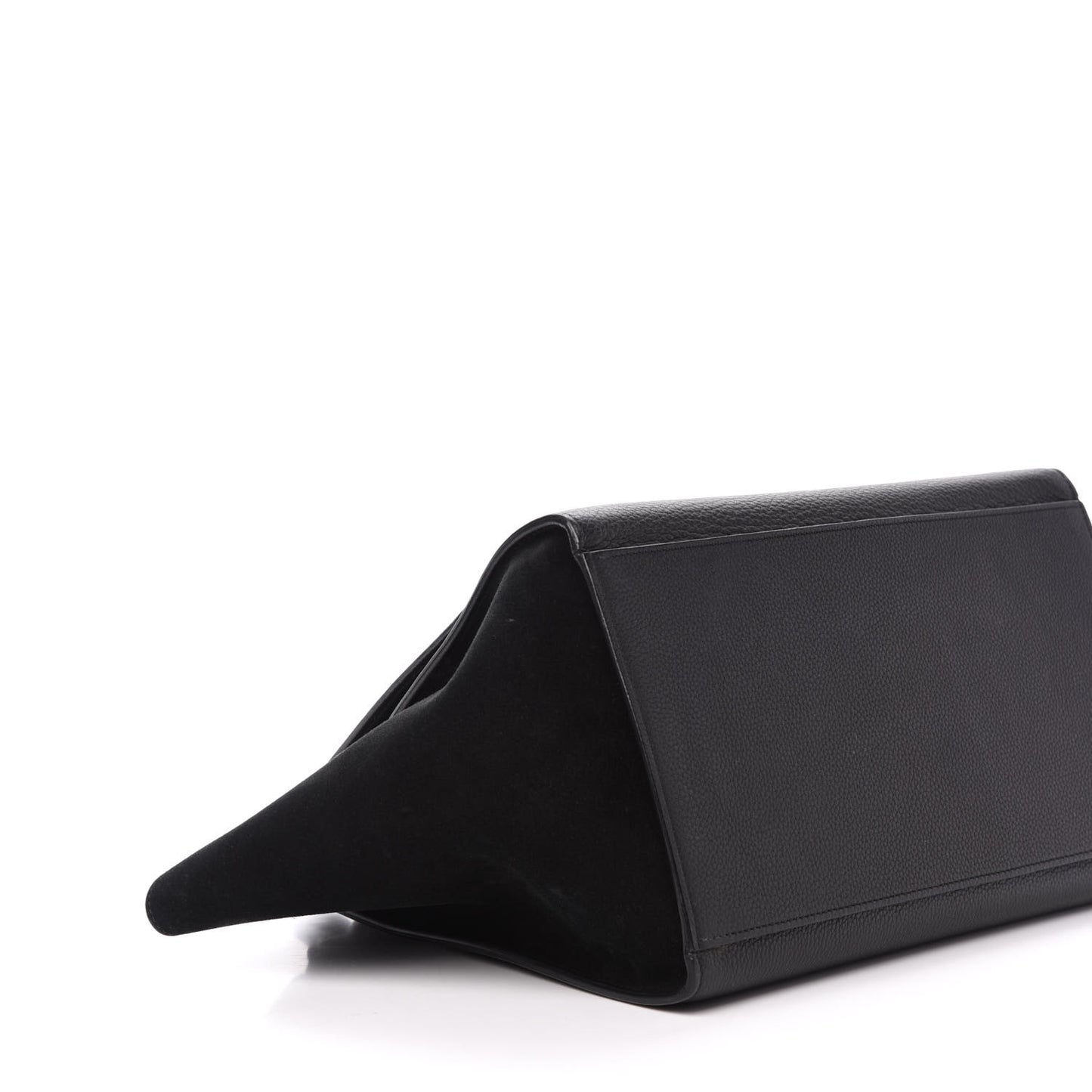 Drummed Calfskin Suede Medium Trapeze Black