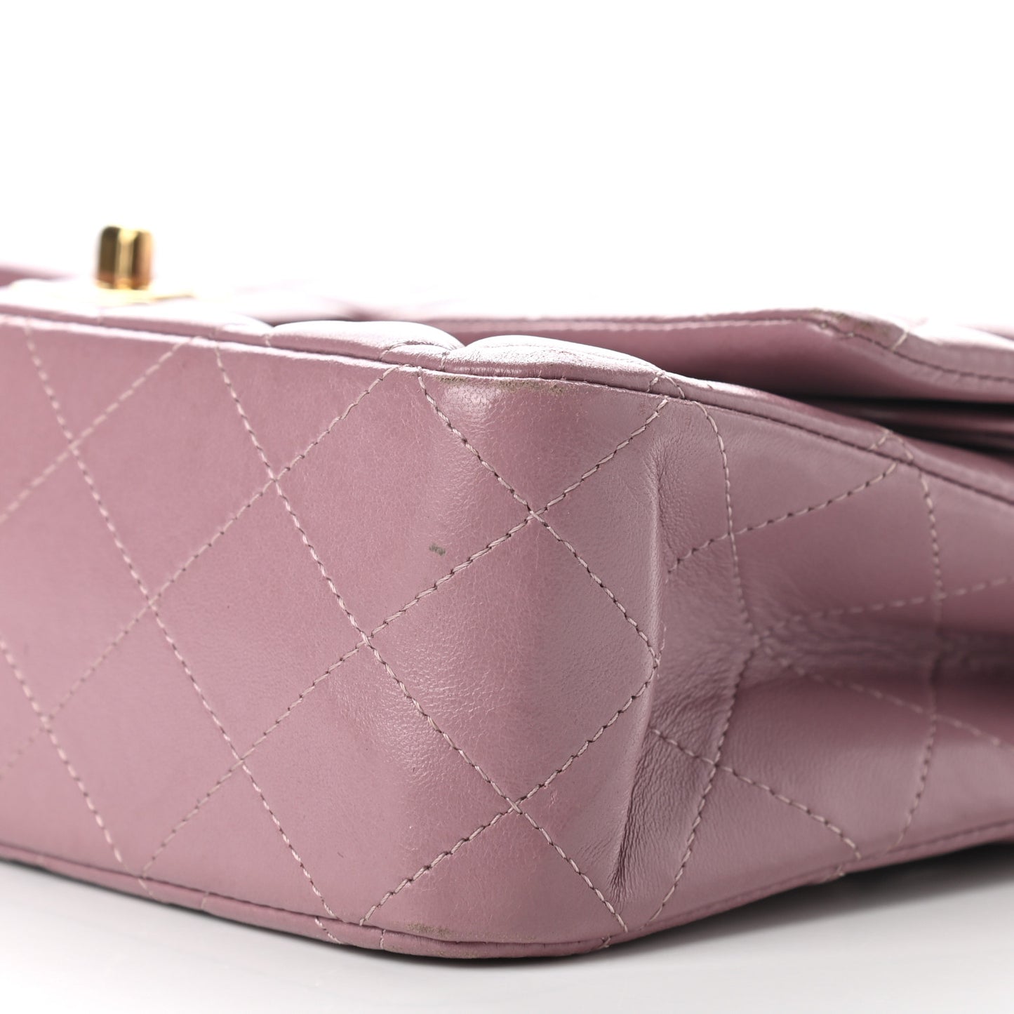 Lambskin Quilted Medium Double Flap Light Purple