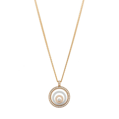 Chopard 18K Rose White Gold Diamond Happy Spirit Three-Ring Pendant Necklace 1 of 7
