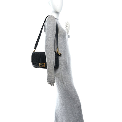 Fendi Nappa FF 1974 Embossed Large Baguette Black 2 of 10