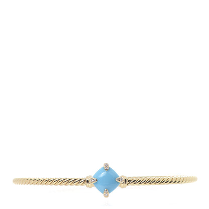 David Yurman 18K Yellow Gold Diamond Turquoise Chatelaine Bracelet 1 of 4