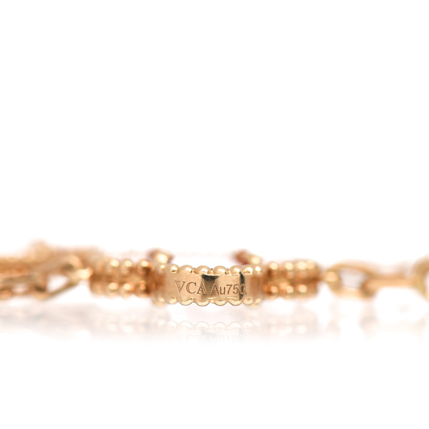 18K Yellow Gold Carnelian 5 Motifs Vintage Alhambra Bracelet