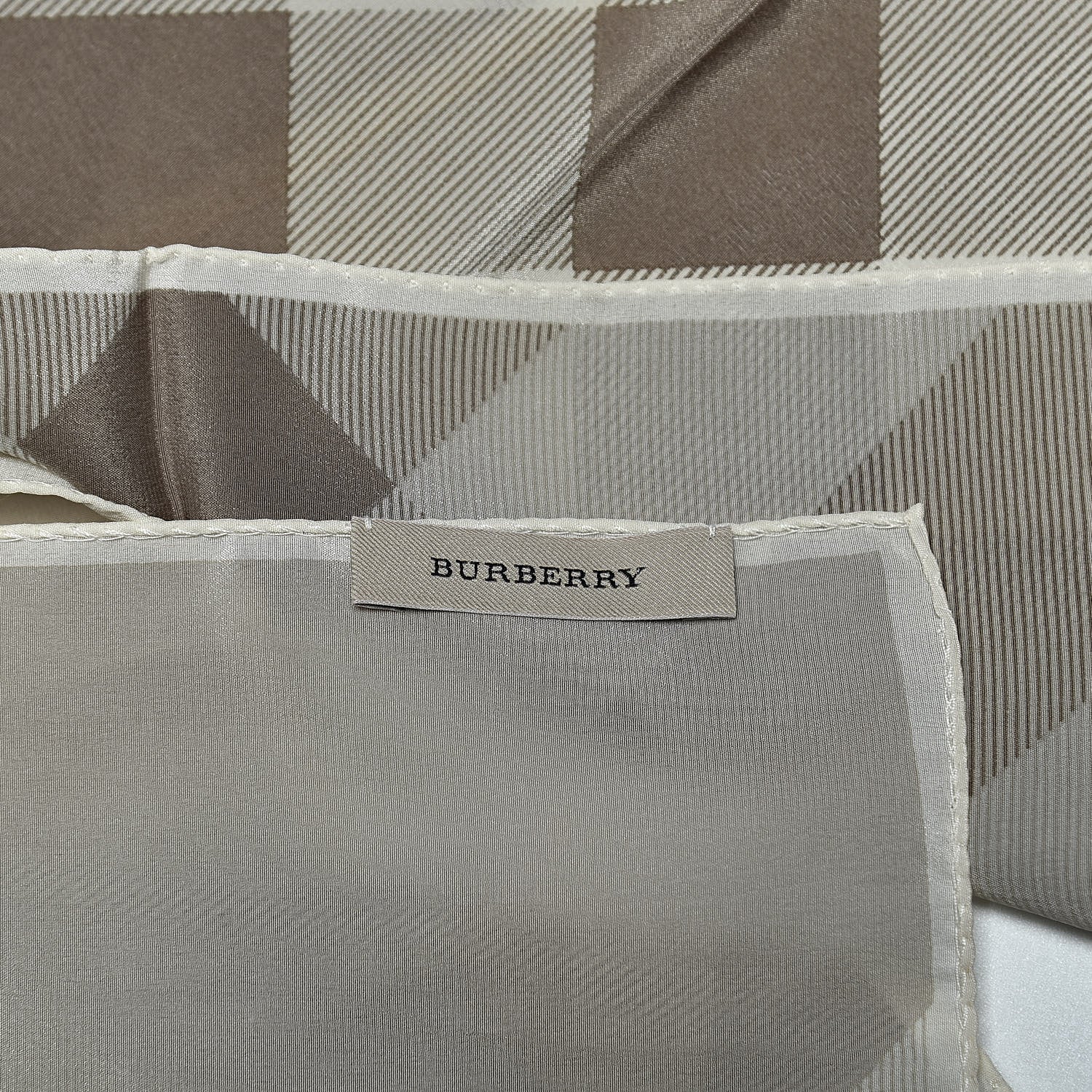 Burberry Silk Giant Check Scarf Pale Stone 5 of 5