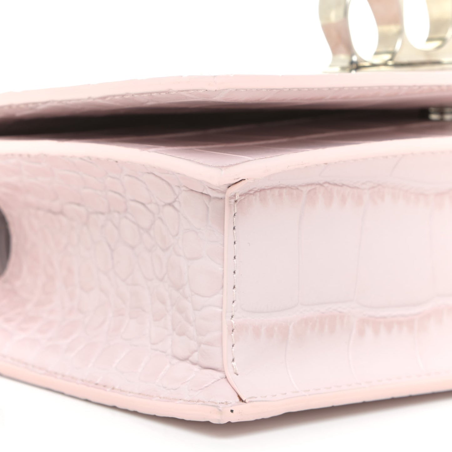 Shiny Crocodile Embossed Jeweled Satchel Pink