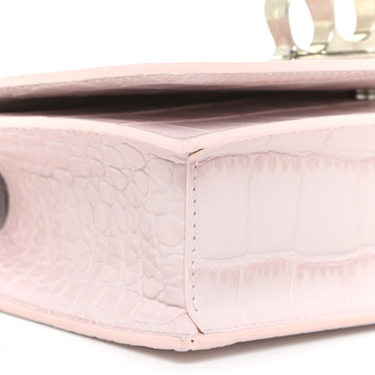 Alexander McQueen Shiny Crocodile Embossed Jeweled Satchel Pink 7 of 12