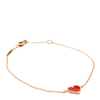 Van Cleef & Arpels 18K Rose Gold Carnelian Sweet Alhambra Heart Bracelet 1 of 6