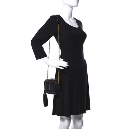 Saint Laurent Grain De Poudre Matelasse Monogram Mini Lou Camera Bag Black 2 of 15