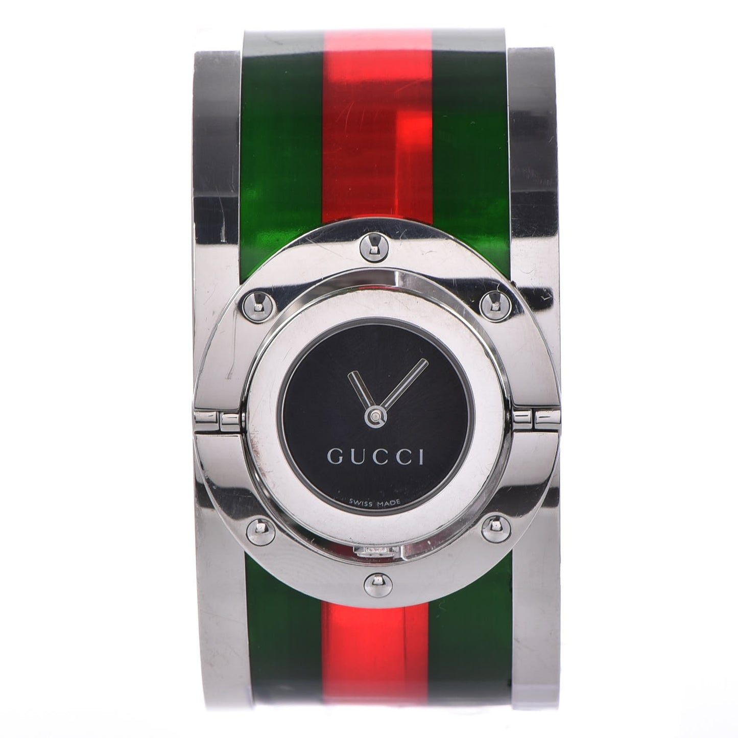 Stainless Steel Acetate 33mm Twirl Web Quartz Watch Black