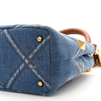 Valentino Garavani Denim Small Roman Stud The Handle Bag Light Denim Selleria 10 of 11
