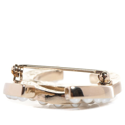 Chanel CC Pearl Brooch Pin Gold 4 of 6