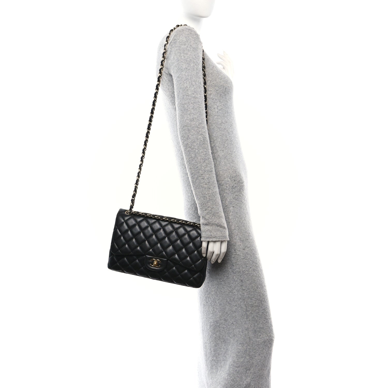 Chanel Lambskin Quilted Jumbo Double Flap Black 2 of 11