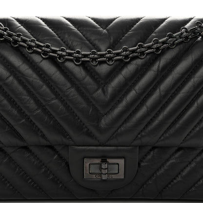 Chanel Aged Calfskin Chevron Quilted 2.55 Reissue 225 Flap So Black 7 of 9