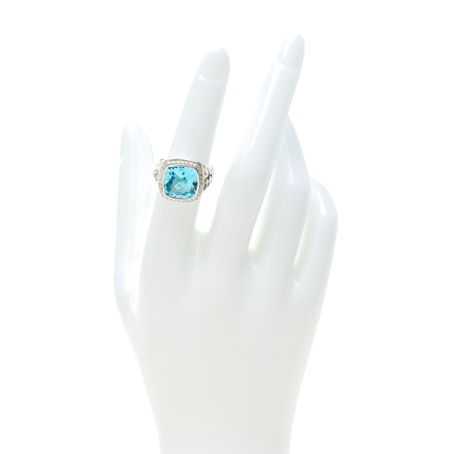 Sterling Silver Diamond Blue Topaz 11mm Albion Ring 51 5.75