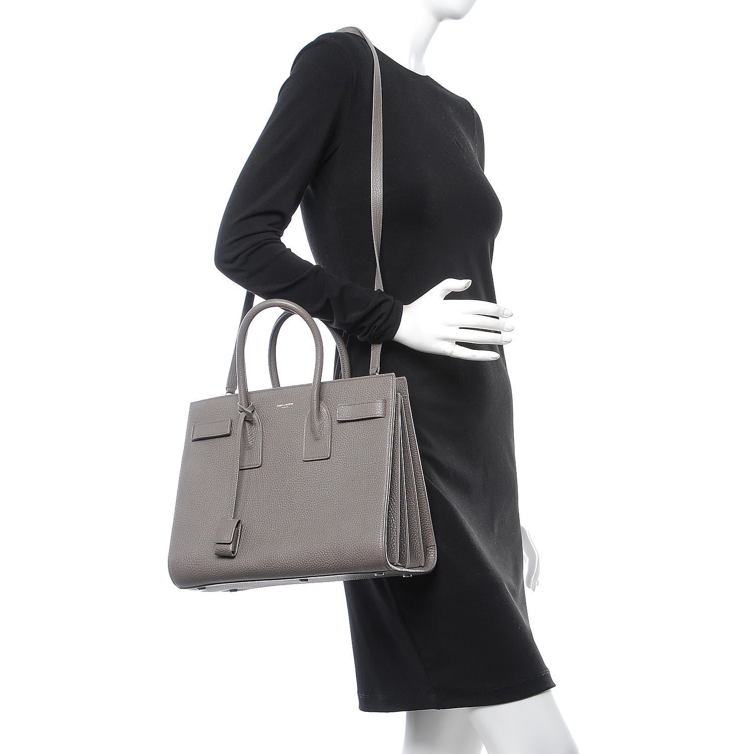 Saint Laurent Grained Calfskin Small Sac De Jour Fog 2 of 26
