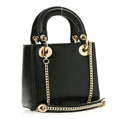 Christian Dior Shiny Snakeskin Mini Lady Dior Emerald Green 5 of 17